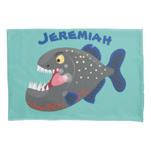 Housse D'oreillers Illustration drôle de piranha affamée
