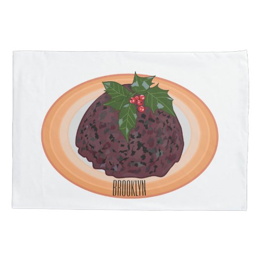 Housse D'oreillers Illustration du pudding de Noël (Dos)