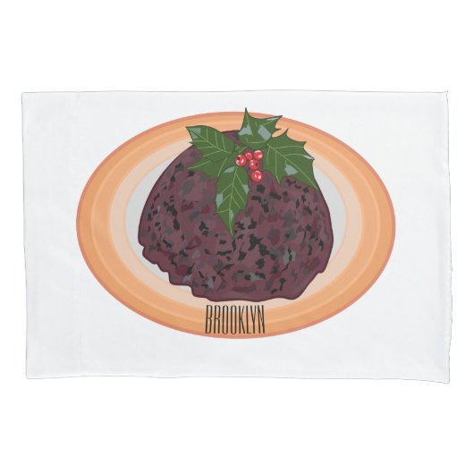 Housse D'oreillers Illustration du pudding de Noël (devant)