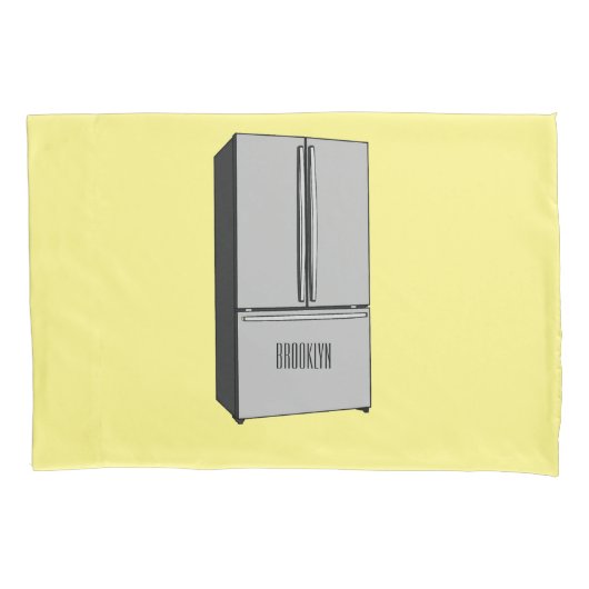 Housse D'oreillers Illustration du réfrigérateur de porte française (devant)