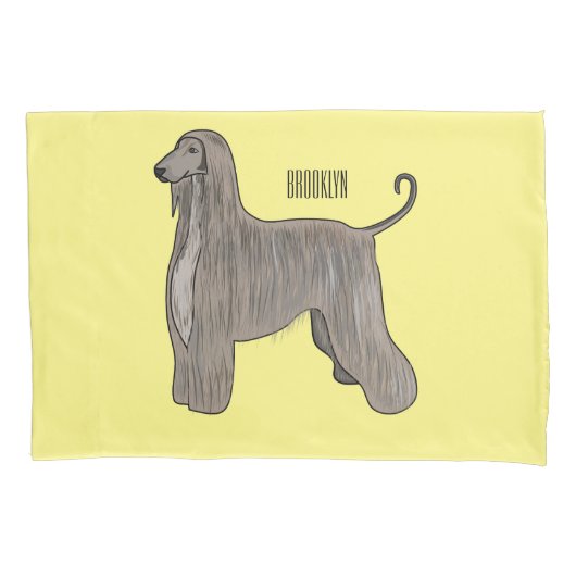 Housse D'oreillers Illustration d'un chien hound afghan (devant)