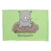 Housse D'oreillers Illustration d'un petit rhinocéros (devant)