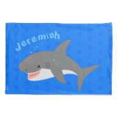 Housse D'oreillers Illustration joyeuse du grand requin blanc (Dos)