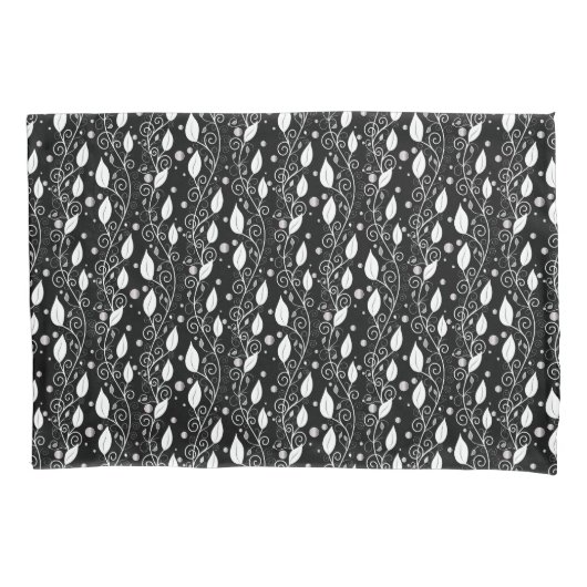 Housse D'oreillers Illustration moderne abstraite d'encre noire et bl (devant)