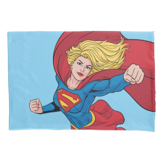 Housse D'oreillers Illustration Supergirl volant vers le haut (devant)