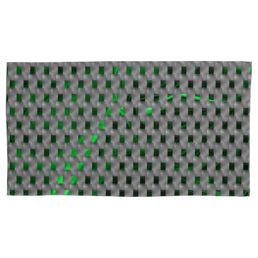 Housse D'oreillers Image verte sous plaques grises, carrés oblongs. (devant-gauche)