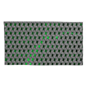 Housse D'oreillers Image verte sous plaques grises, carrés oblongs. (Dos-Droit)