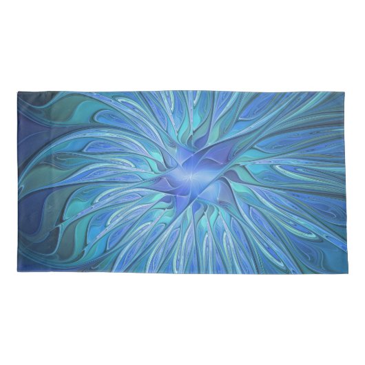 Housse D'oreillers Imaginaire Fleur Bleue Motif, Art Fractal Abstrait (Dos)