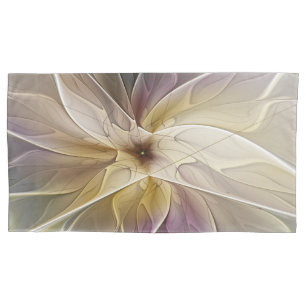 Housse D'oreillers Imaginaire Floral Gold Eggplant Art Fractal Abstra