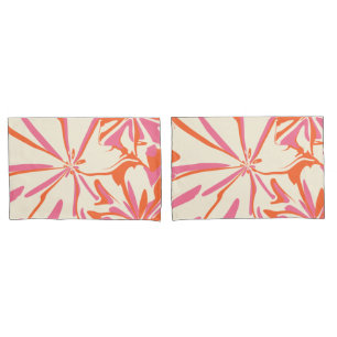 Housse D'oreillers Imaginaire Floral - rose, orange et crème