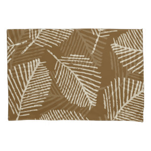 Housse D'oreillers Impression mono feuille, brun caramel, sans soudur