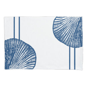 Housse D'oreillers imprimé de coquillages bleu et blanc vintage