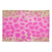 Housse D'oreillers Imprimé léopard rose paillettes dorées monogramme (Dos)