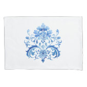 Housse D'oreillers Indigo Azulejo Blue Portuguese Lisbon Botanical (devant-gauche)