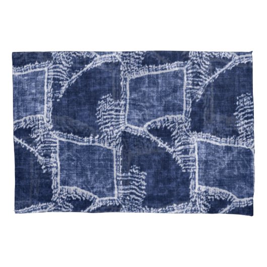 Housse D'oreillers Indigo Patchwork : Texturé Checked Elegance (devant)