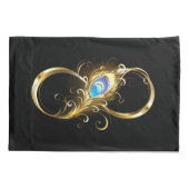 Housse D'oreillers Infinité avec plume de paon doré (Dos)