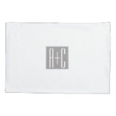 Housse D'oreillers Initiales de couples ou autre texte | Blanc & Gris (Dos)