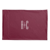 Housse D'oreillers Initiales de couples simples | Blanc et bordeaux (Dos)