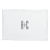 Housse D'oreillers Initiales élégantes de couples modernes | Blanc et (Dos)