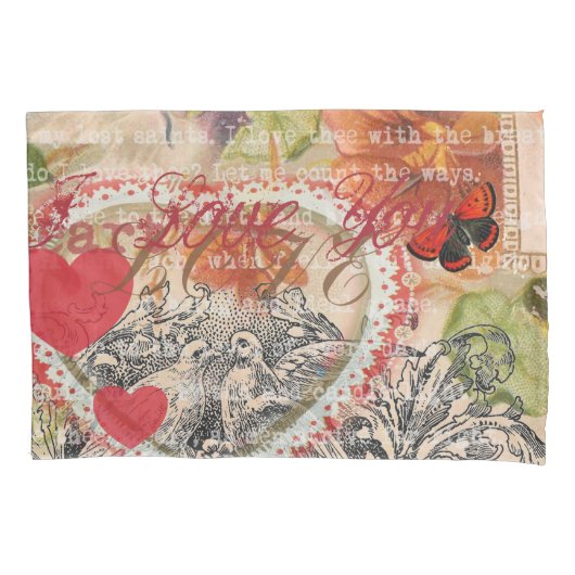 Housse D'oreillers Inséparables Heart Red Art Collage (devant)