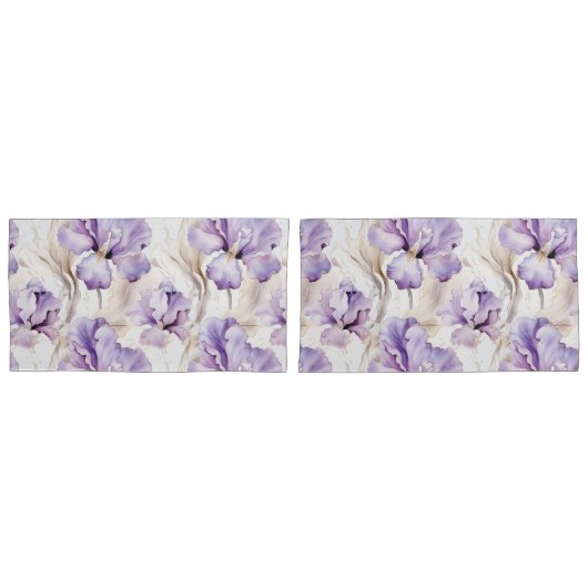 Housse D'oreillers Iris Floral Pourpre Romantique (devant-Set)