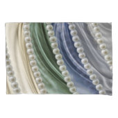 Housse D'oreillers Ivoire, Vert, Bleu, Or, Soie - Perles (devant)