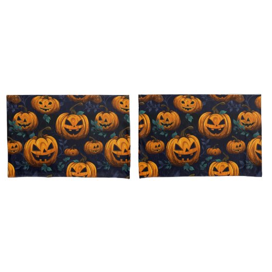 Housse D'oreillers Jack O'Lantern Citrouille  Dark motif (devant-Set)
