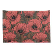 Housse D'oreillers Jardin de coquelicot dans le corail et brun (Dos-Droit)
