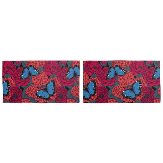 Housse D'oreillers Jardin de morpho bleu (devant-Set)