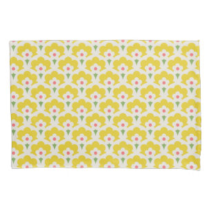 Housse D'oreillers Jardin Fleur Jaune Retro Motif