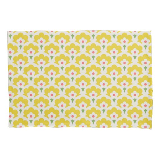 Housse D'oreillers Jardin Fleur Jaune Retro Motif (devant)