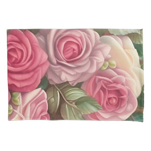 Housse D'oreillers Jardin Rose victorien - Fleurs rose pastel