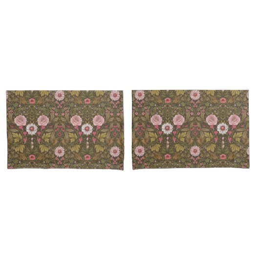 Housse D'oreillers Jardin sauvage sur café brun (devant-Set)