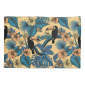 Housse D'oreillers Jardin toucan en jaune et bleu (Dos)