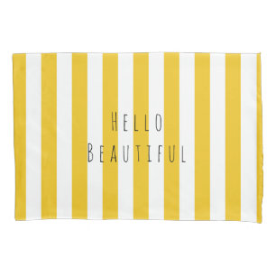 Housse D'oreillers Jaune & Blancs Moderne Chic Lumineux Gras