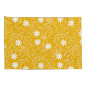 Housse D'oreillers Jaune de fleurs blanches modernes (Dos-Droit)