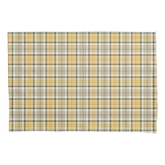 Housse D'oreillers Jaune et bleu marine Motif à plaid (devant)