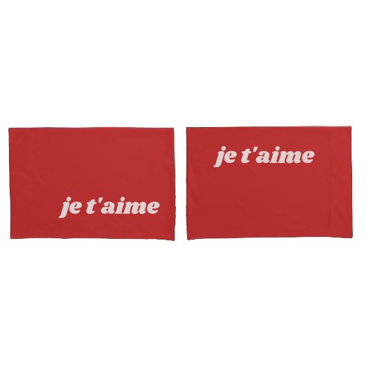 Housse D'oreillers je t'aime | Je t'aime | Phrase française (devant-Set)