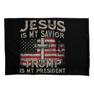 Housse D'oreillers Jésus Est Mon Sauveur Trump Est Mon Président Amér
