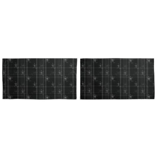 Housse D'oreillers Jeu d'oreillers de taille King Plaid Noir (devant-Set)