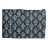 Housse D'oreillers Jeu d'oreillers d'impression Damas noir et bleu (Dos-gauche)
