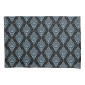Housse D'oreillers Jeu d'oreillers d'impression Damas noir et bleu (devant-gauche)