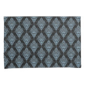 Housse D'oreillers Jeu d'oreillers d'impression Damas noir et bleu (devant-Droit)