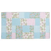 Housse D'oreillers Joli Apple Blossom rose Bleu Faux Patchwork (devant-Droit)