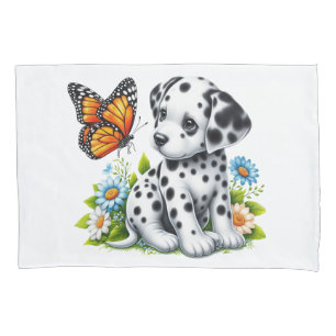 Housse D'oreillers Joli(e) ami(e) dalmate/papillon
