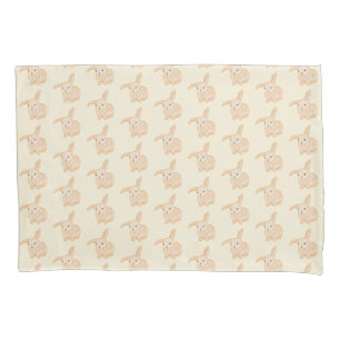 Housse D'oreillers Joli lapin lapin Brown - transparent sur beige.