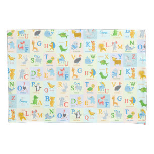 Housse D'oreillers Joli Motif d'alphabet animal ABC avec prénom