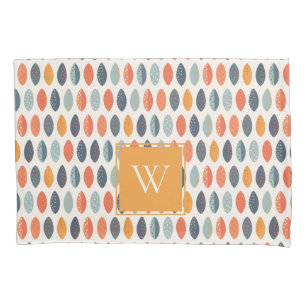 Housse D'oreillers Joli Motif de Monogramme Botanique Bleu Bleu Orang