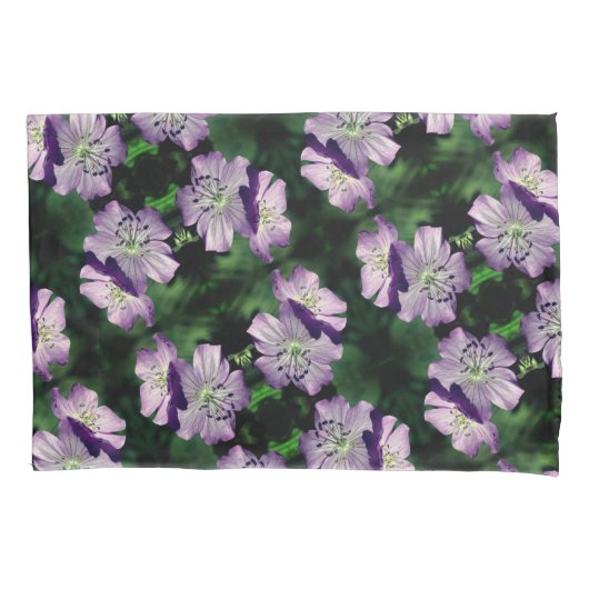 Housse D'oreillers Joli Motif de paire de fleurs de géranium violet (devant)