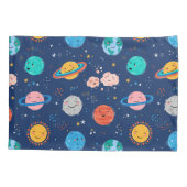 Housse D'oreillers Joli Motif Planète Souriante (Dos-gauche)